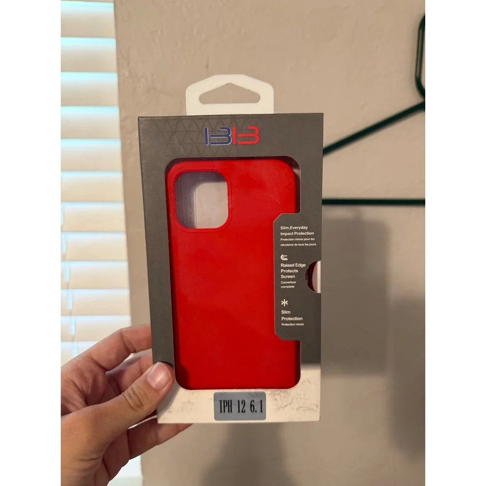 B3 iPhone 12 Case 6.1 Red Slim Everyday Impact Protection Raised Edge Cover